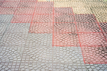 Brick pathway colorful in the park