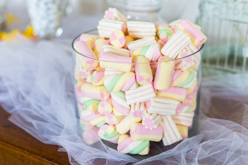 marshmallow and candy bar.