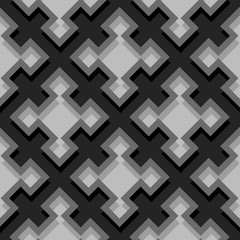 Seamless geometric background with square elements. Black and gray 3d pattern