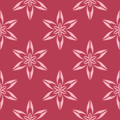 Fototapeta premium Floral seamless pattern on red background