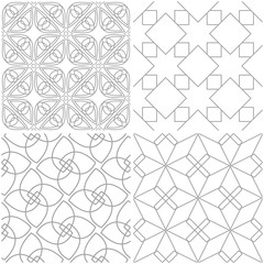 Geometric patterns. Set of light gray and white seamless backgrounds