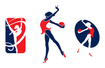 Rhythmic gymnastic sportsmen, sports icons, sports logos.illustration.