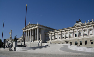 Vorderansicht des Wiener Parlamentsgebäudes