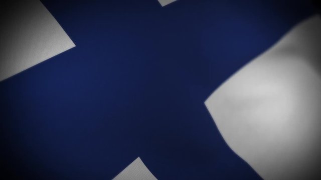 Flag of Finland - Photo realistic close up of waving flag. Extreme depth of field. 3d Render.