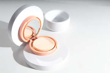orange pink cosmetic beauty powder fashion with white background