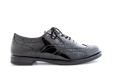 Elegant black women shoes isolated on white background