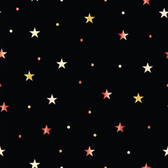 seamless pattern vector with colorful stars on black background