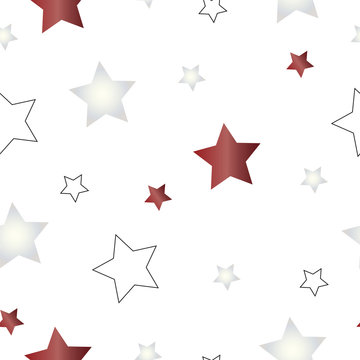 seamless pattern with red and white stars vector - white background