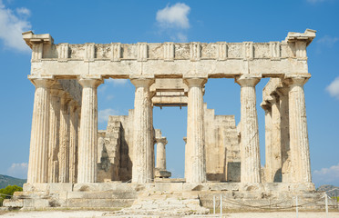 Temple of Goddess Aphaia on Aegina Island in Saronic Gulf, Greece