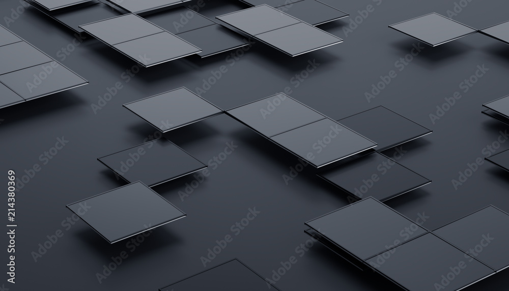 Poster abstract 3d rendering of geometric shapes. composition with squares. futuristic surface design. mode