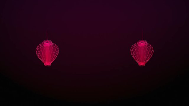 3D isometric virtual transparency Chinese lantern moving rotate, Celebrate new year festival concept design on pink gradients background, seamless looping animation 4K with copy space