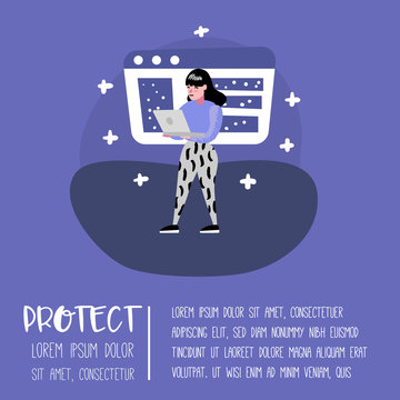 General Data Protection Regulation Concept With Characters For Poster, Banner. GDPR Principles For The Processing Of Personal Data. Vector Illustration