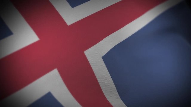 Flag of  Iceland - Photo realistic close up of waving flag. Extreme depth of field. 3d Render.