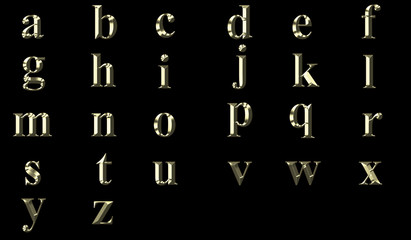 3D Gold alphabet in lower case letters © ludibarrs