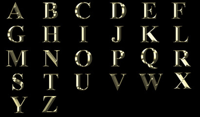 3D Gold alphabet in capital letters