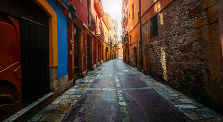 Fototapeta na wymiar Tarragona, Catalonia, Spain narrow streets in historic centre