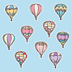 Hot Air Balloon cute illustration set - vector