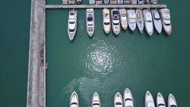 Overview of a bay full of Luxury Yachts in Spain