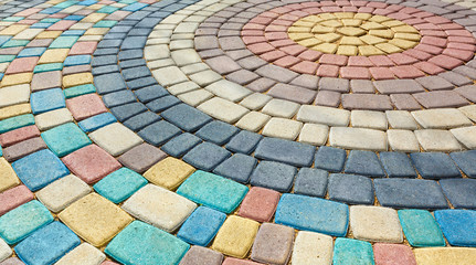 multi-colored tiles paving