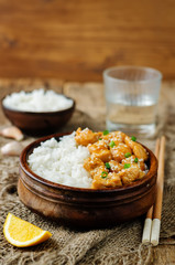 Orange glaze chicken with rice