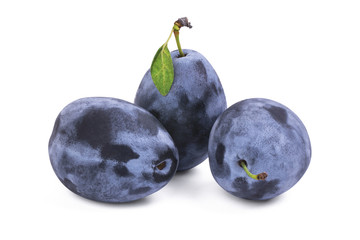 three blue ripe plums