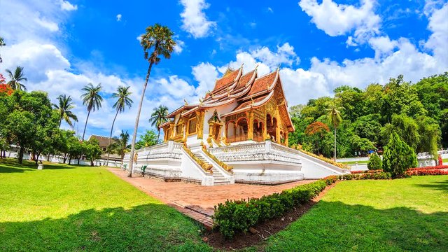 4K Timelapse of Palace Luang Prabang or the Royal Palace Museum at Luang Prabang city in Laos