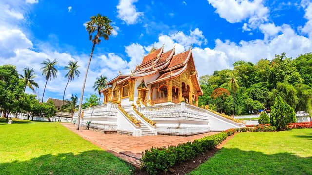 4K Timelapse of Palace Luang Prabang or the Royal Palace Museum at Luang Prabang city in Laos