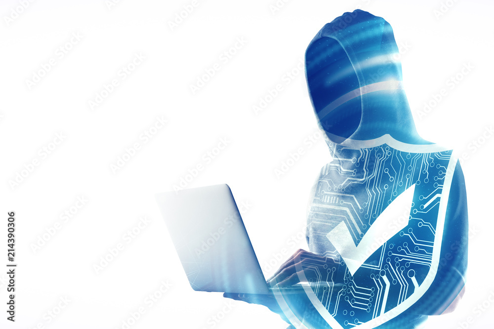 Poster no face hacker with secure is ok sign