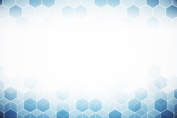 white background with abstract blue hexagons