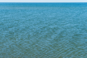 Sea surface. Background ripples on blue water.