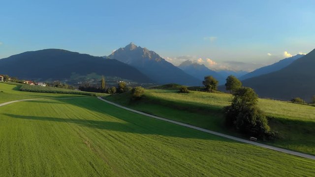 Arial Shot Tirol Wipptal Mountains  Serles sunny summer day