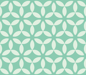 Seamless turquoise hexagonal floral petals geometric pattern vector