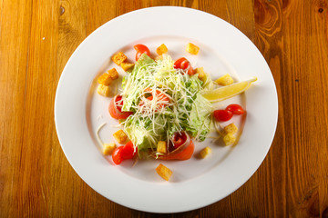 Caesar salad with salmon