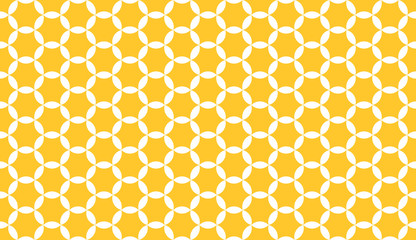 Seamless yellow and white vintage hexagonal floral petal circular textile pattern vector