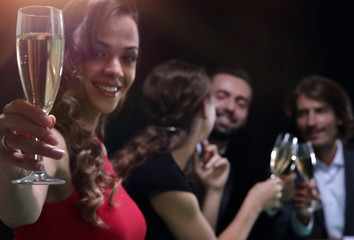 Girl drinking cocktail in casino