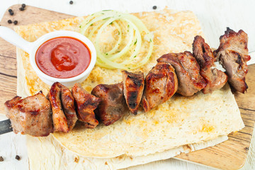 Grilled beef shashlic