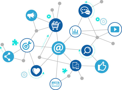 online marketing / social media marketing / SEO vector illustration