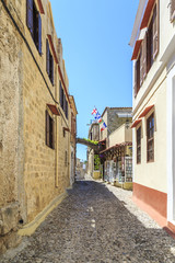Fototapeta na wymiar Street view of old town Rhodes, Dodecanese, Greece