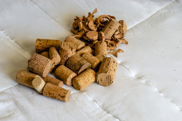 Closeup pattern background of many different wine corks, wine corks background