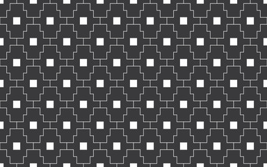 Seamless inverse black and white vintage ethnic pixel diamond outline textile pattern vector