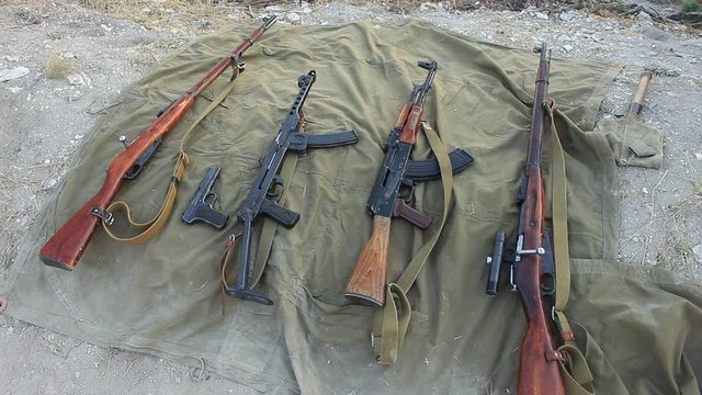 Different Kind of Machine Guns and Pistols