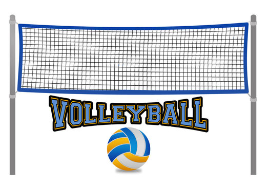 Beach volleyball net and ball