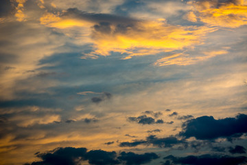Naklejka na ściany i meble evening clouds in sky after sunset