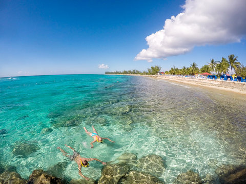 Travel photo from a beautiful part of Eleuthera in Bahamas. View of amazing seaside in Princess Cays in Bahamas with beautiful clouds and waves.