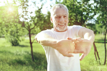 Healthy lifestyle. Amazing morning being productive for an active enthusiastic pensioner