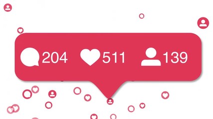 Comment, Like, Follower counter quick increase with flying icons