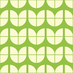 Seamless green and white vintage simple floral petals textile pattern vector