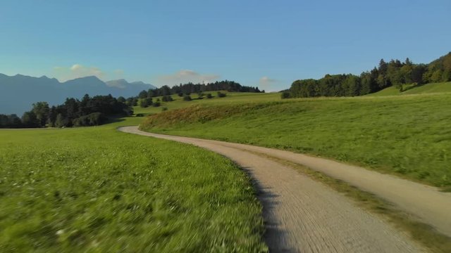 Flug Arial Shot Weg Karvendel Luftaufnahme sunny day
