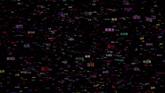 Chinese Words, Cities of the World in Chinese, 4K
