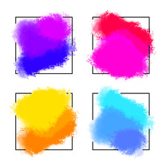 artistic backdrops, vector with brush strokes and square frames for banners, brush paint look small backgrounds with colorful hand painted stains